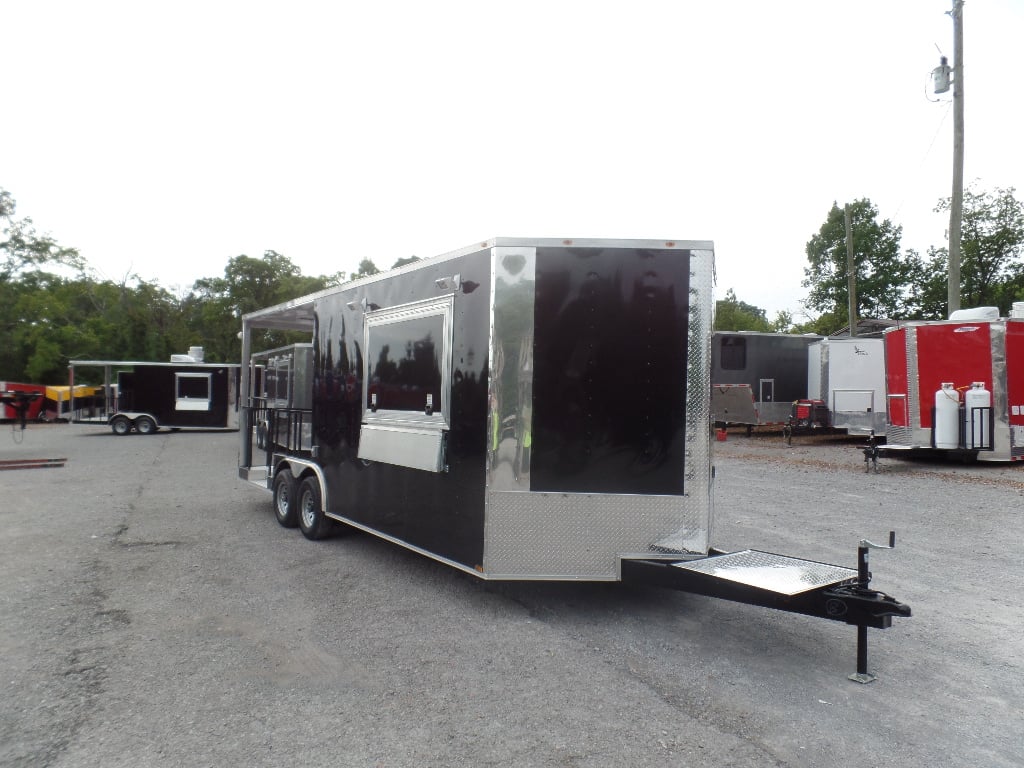 8.5' x 22' Concession Food Trailer Black BBQ Event