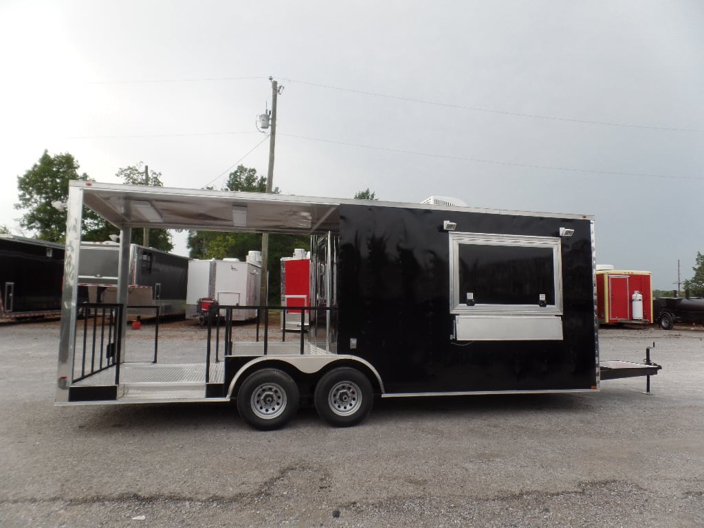 8.5' x 22' Concession Food Trailer Black BBQ Event