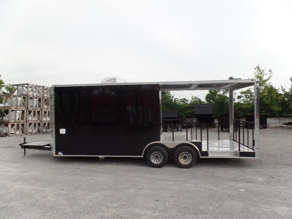 8.5' x 22' Concession Food Trailer Black BBQ Event