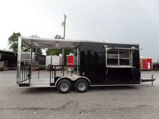 8.5' x 22' Concession Food Trailer Black BBQ Event