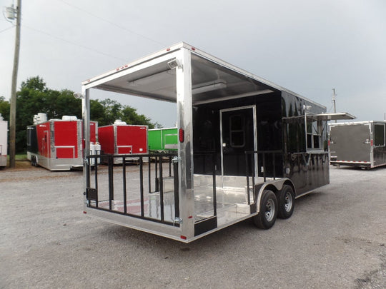 8.5' x 22' Concession Food Trailer Black BBQ Event