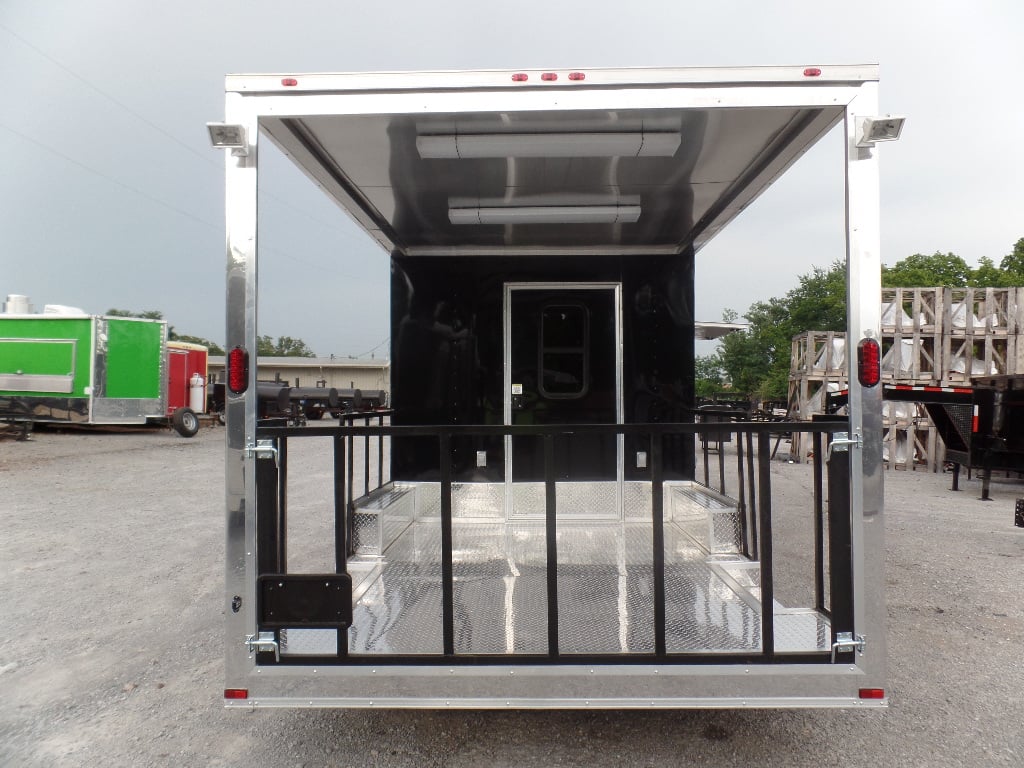 8.5' x 22' Concession Food Trailer Black BBQ Event