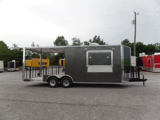 8.5' x 22' Concession Trailer Charcoal Grey BBQ Food