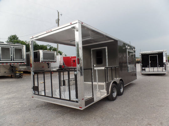 8.5' x 22' Concession Trailer Charcoal Grey BBQ Food