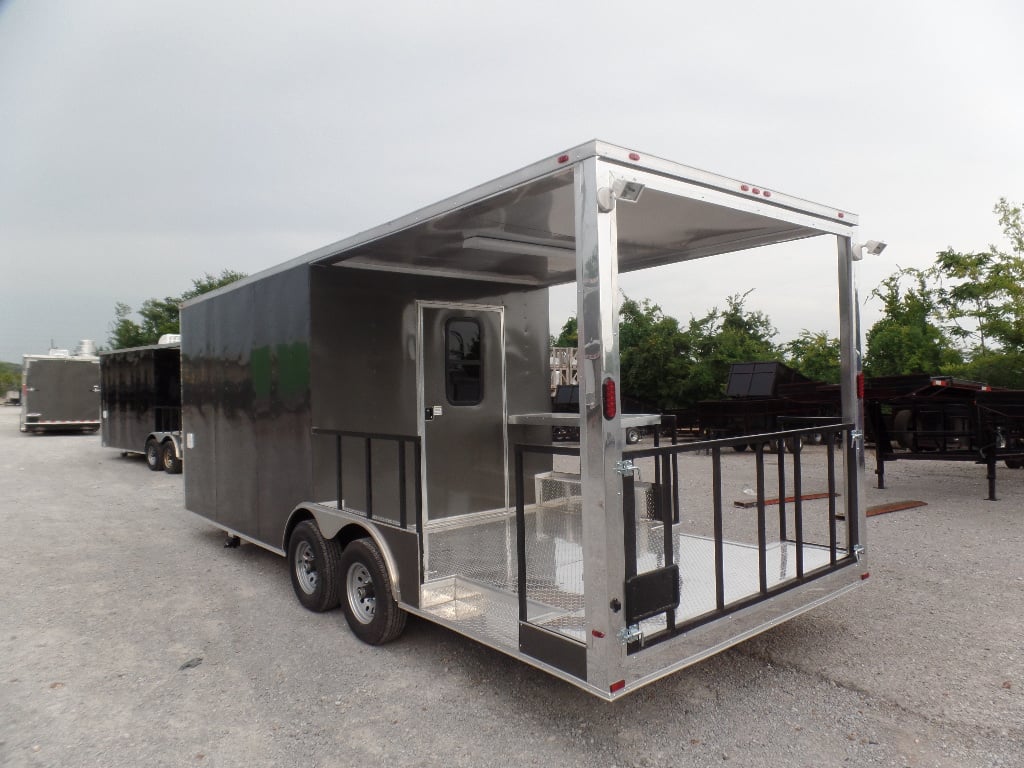 8.5' x 22' Concession Trailer Charcoal Grey BBQ Food