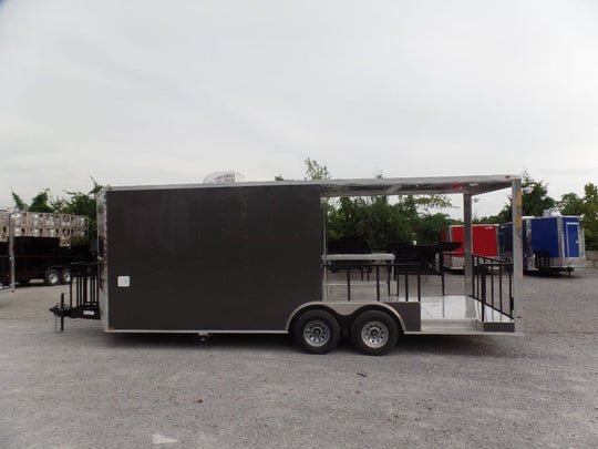 8.5' x 22' Concession Trailer Charcoal Grey BBQ Food