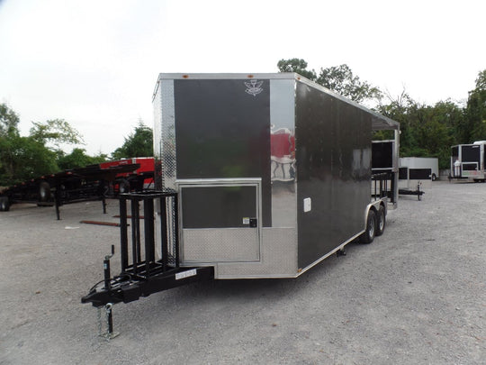 8.5' x 22' Concession Trailer Charcoal Grey BBQ Food