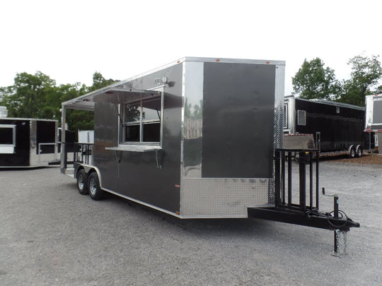 8.5' x 22' Concession Trailer Charcoal Grey BBQ Food