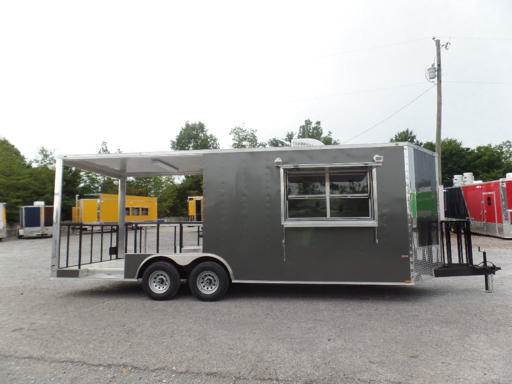 8.5' x 22' Concession Trailer Charcoal Grey BBQ Food