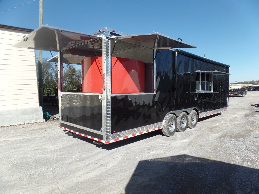 8.5' x 30' Black Pizza Concession Trailer With Appliances