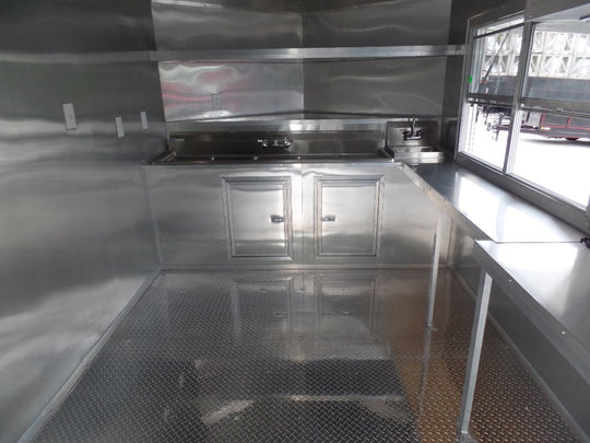 8.5' x 22' Concession Trailer Charcoal Grey BBQ Food