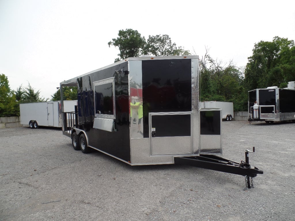 8.5' x 20' Concession Food Trailer Black BBQ Event