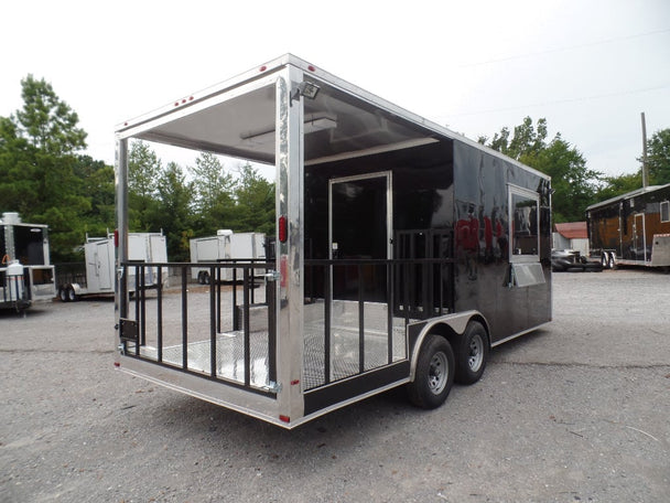 8.5' x 20' Concession Food Trailer Black BBQ Event