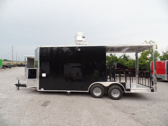 8.5' x 20' Concession Food Trailer Black BBQ Event