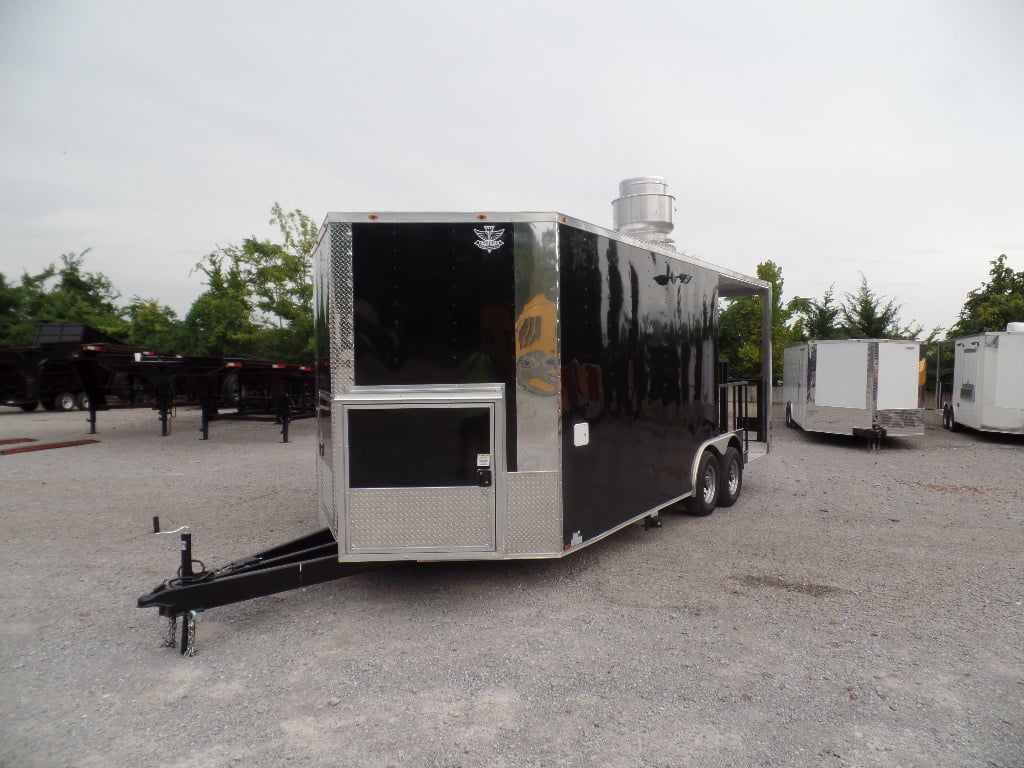 8.5' x 20' Concession Food Trailer Black BBQ Event