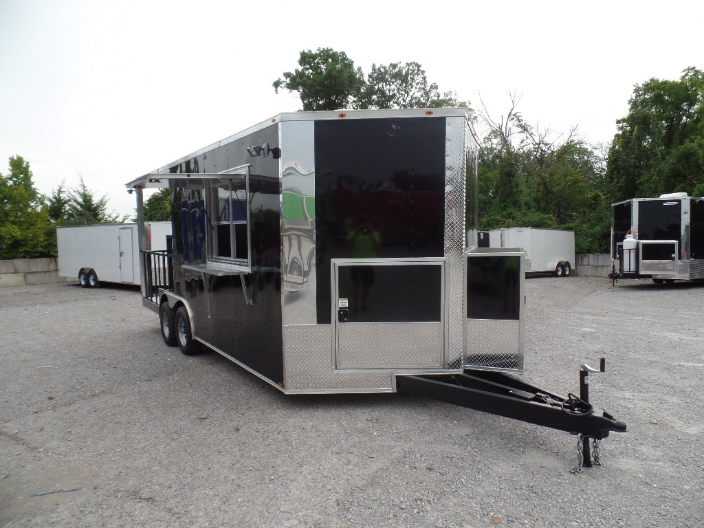 8.5' x 20' Concession Food Trailer Black BBQ Event