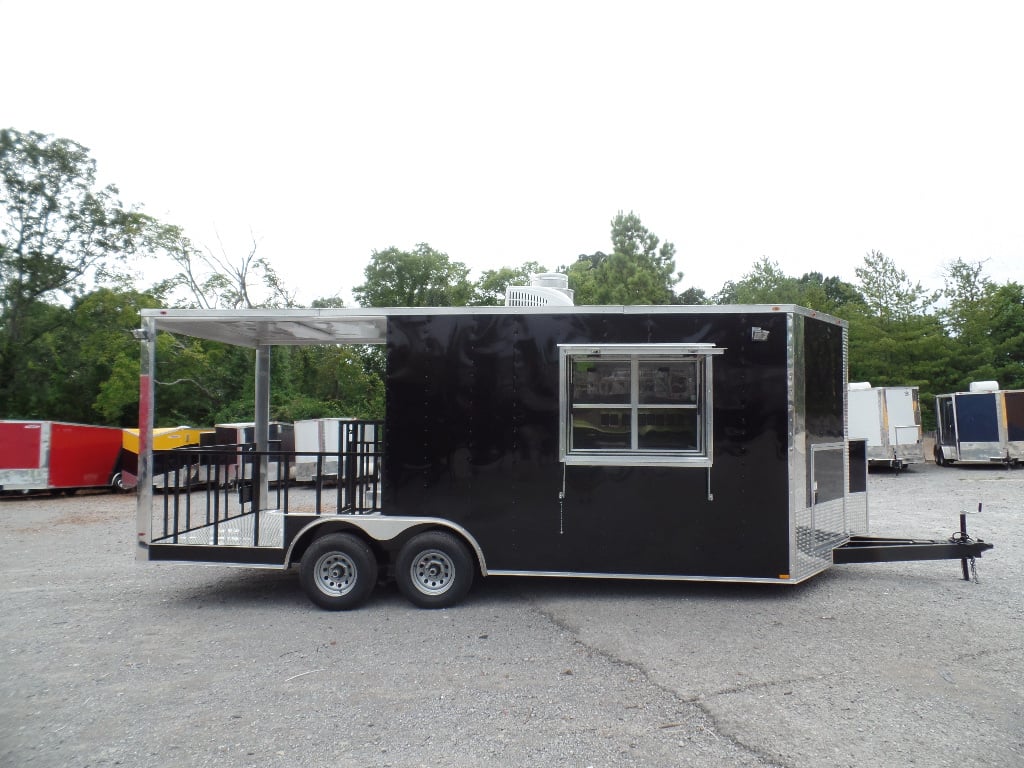 8.5' x 20' Concession Food Trailer Black BBQ Event