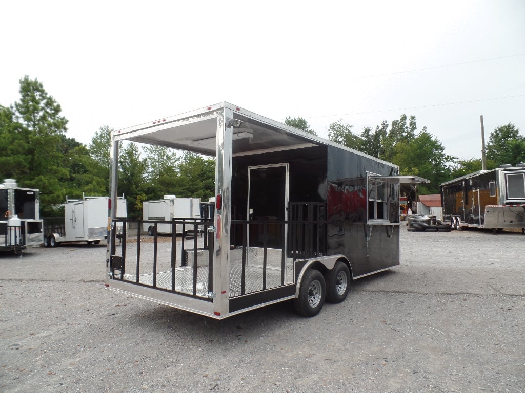 8.5' x 20' Concession Food Trailer Black BBQ Event