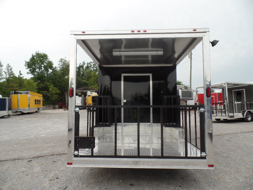 8.5' x 20' Concession Food Trailer Black BBQ Event