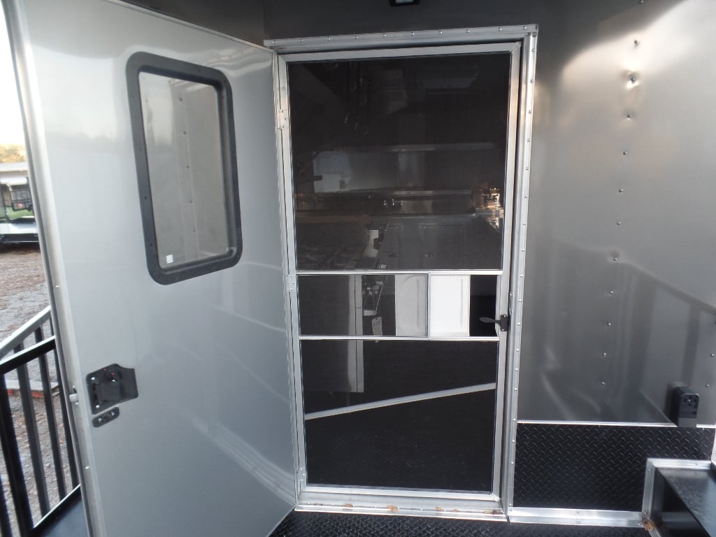 8.5' x 22' Charcoal Grey Porch Style Concession Food Trailer With Appliances