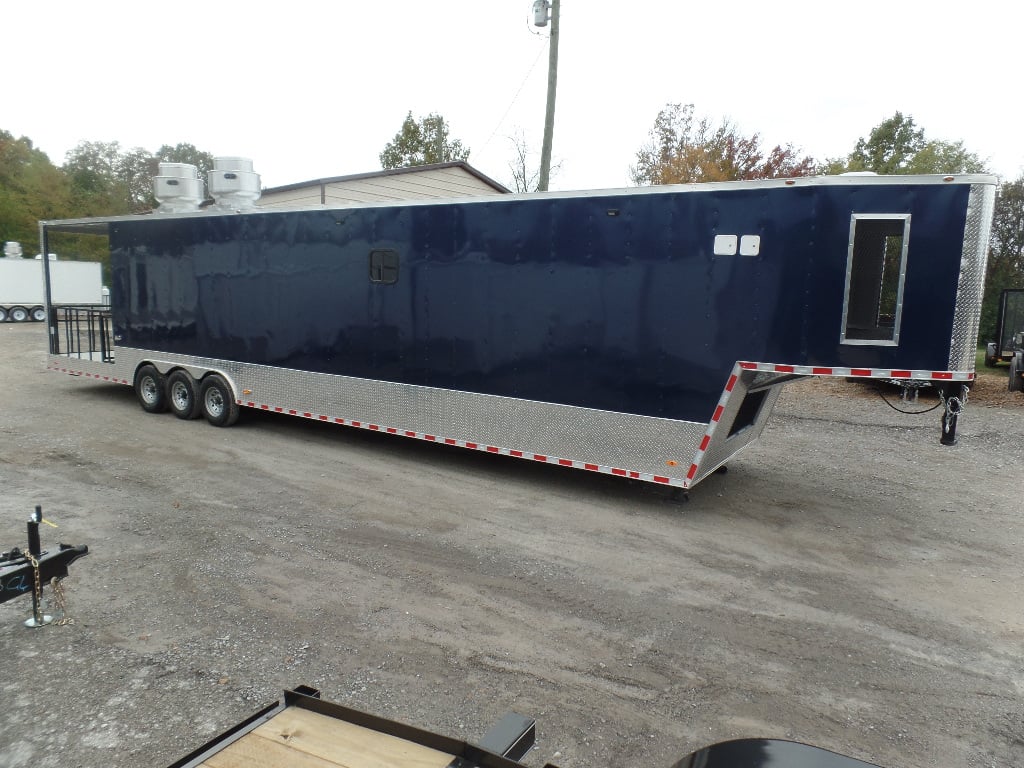 8.5' x 48' Indigo Blue Gooseneck Concession Food Event Trailer