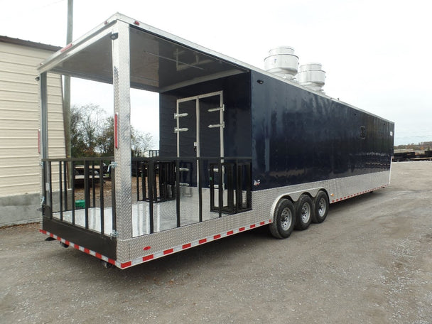 8.5' x 48' Indigo Blue Gooseneck Concession Food Event Trailer