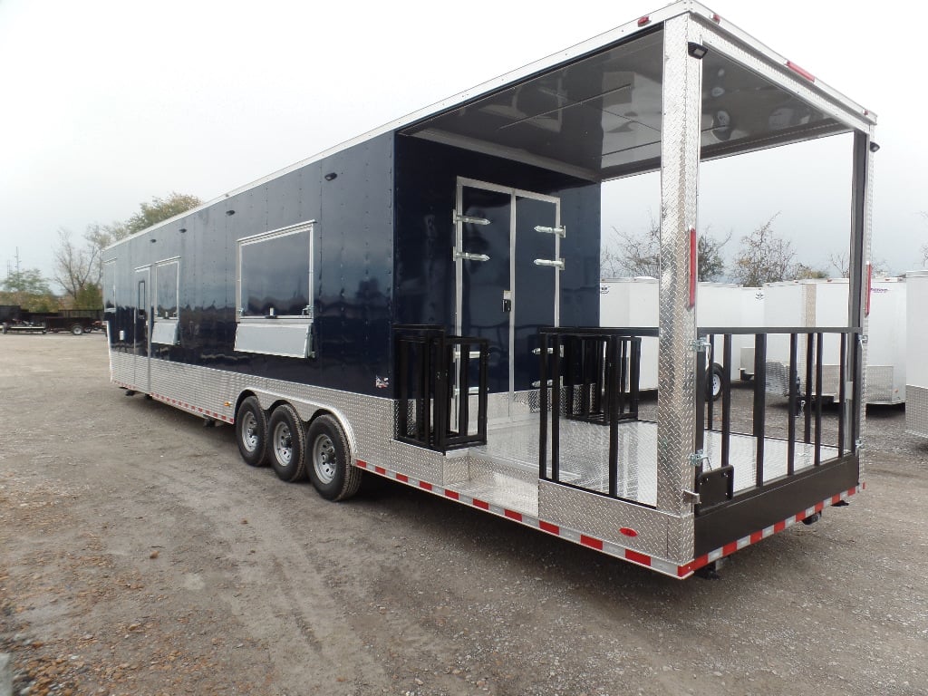 8.5' x 48' Indigo Blue Gooseneck Concession Food Event Trailer