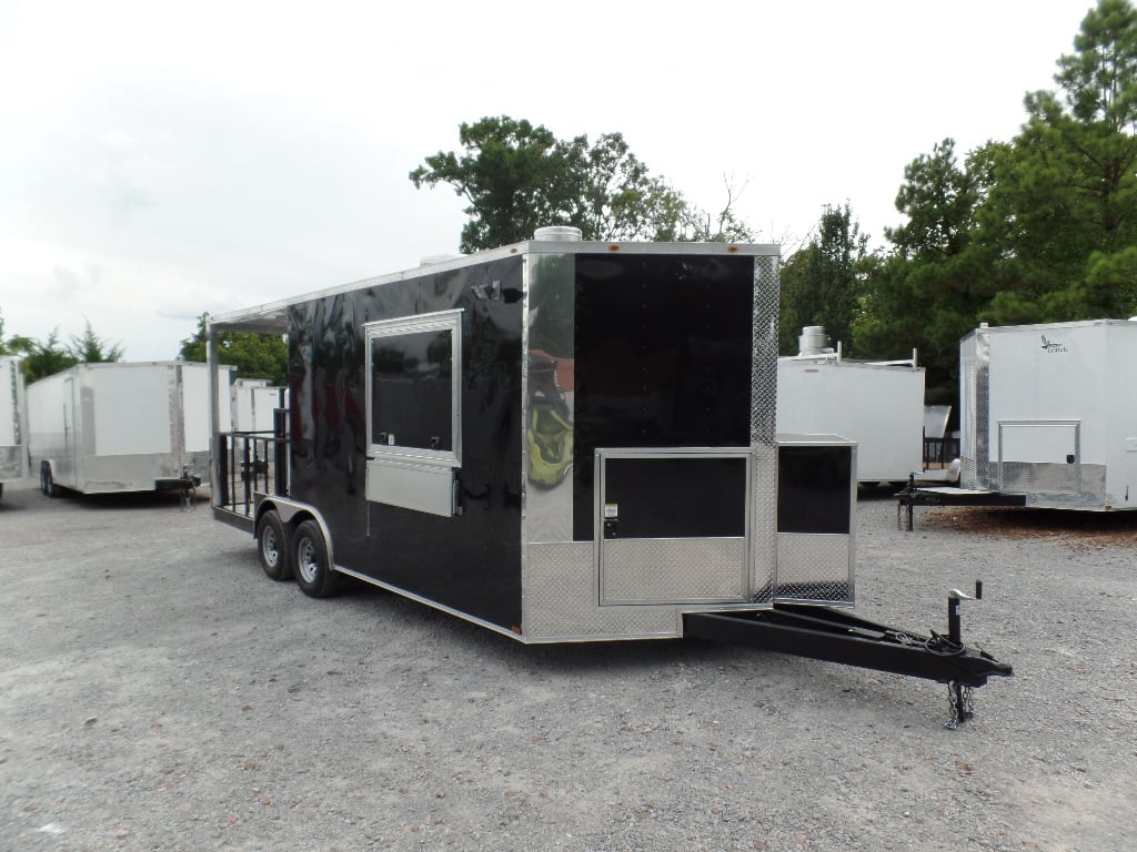 8.5' x 20' Concession Food Trailer Black With Appliances