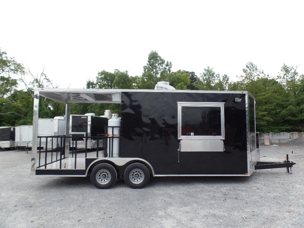 8.5' x 20' Concession Food Trailer Black With Appliances