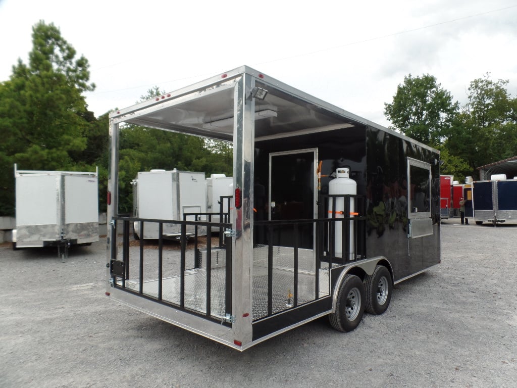 8.5' x 20' Concession Food Trailer Black With Appliances