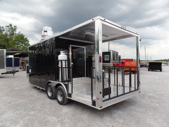 8.5' x 20' Concession Food Trailer Black With Appliances