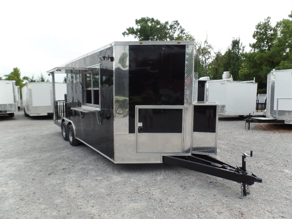 8.5' x 20' Concession Food Trailer Black With Appliances