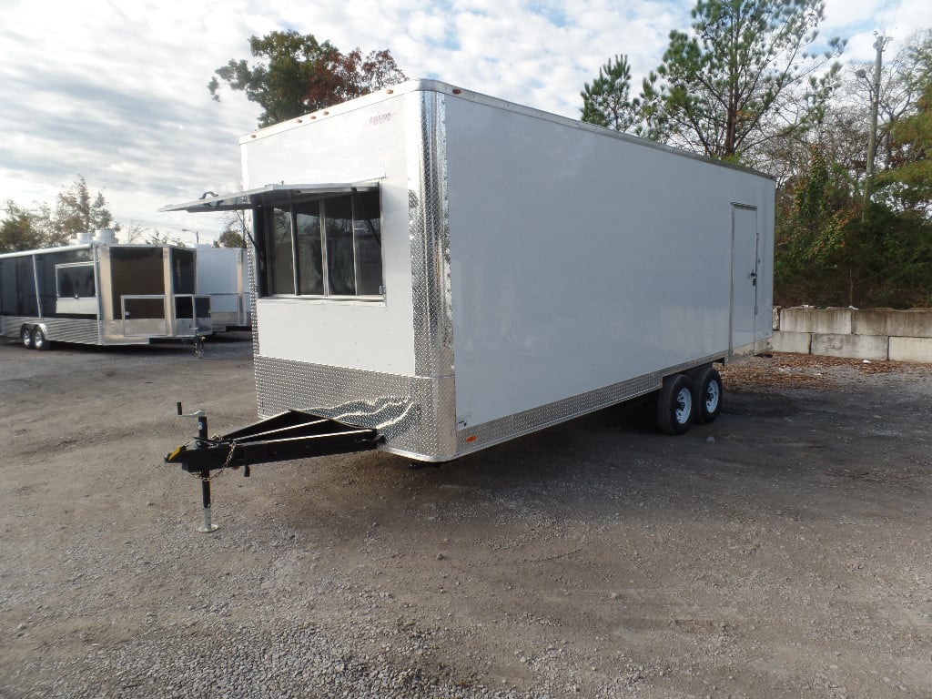 8.5' x 24' White Deck Over Concession Food Trailer