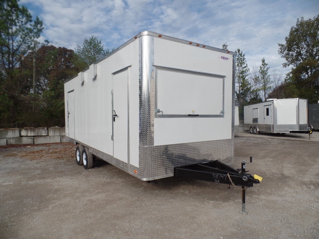 8.5' x 24' White Deck Over Concession Food Trailer