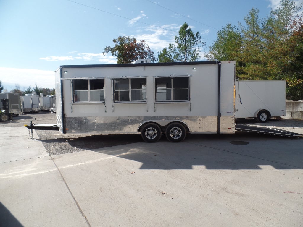 8.5' x 20' White Mobile Office Concession Trailer