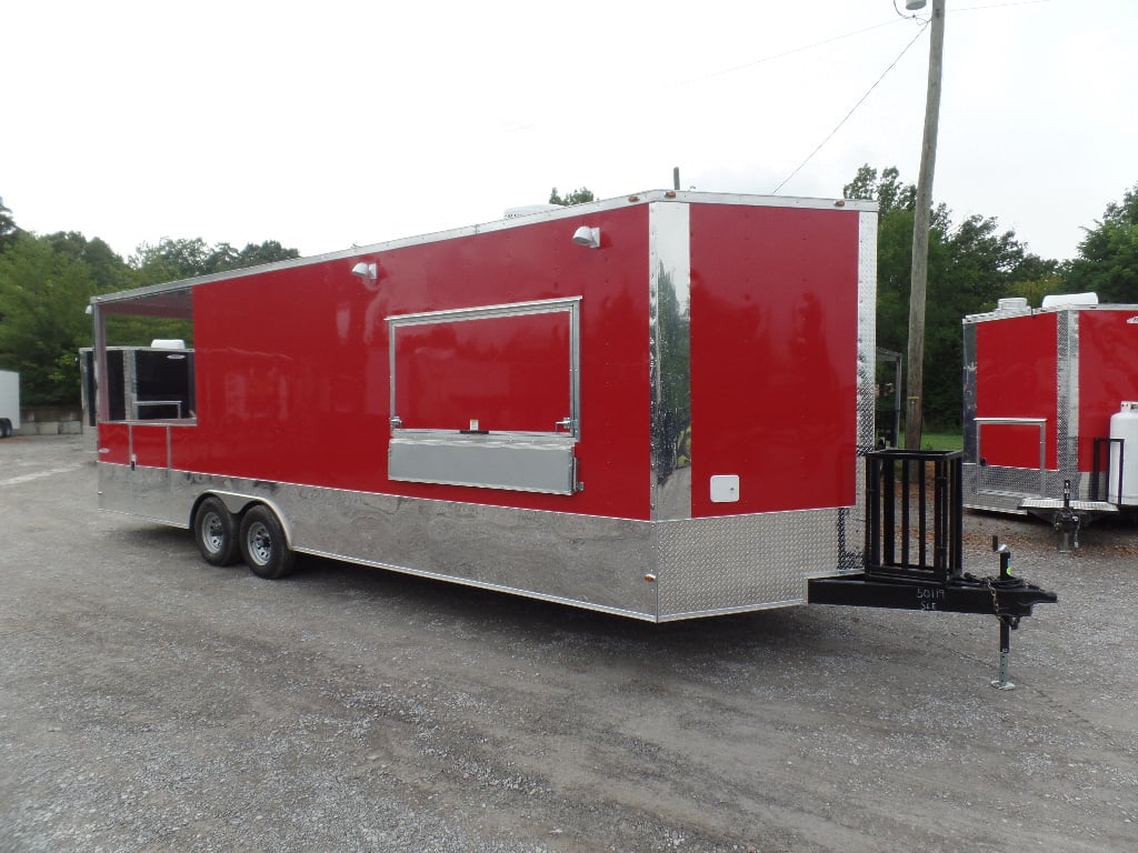 8.5' x 26' Concession Food Trailer Red Event Catering