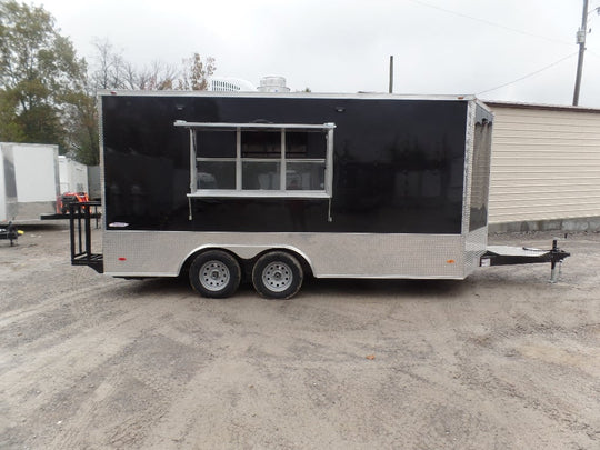 8.5' x 16' Black Event Catering Concession Food Trailer