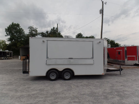 8.5' x 16' Concession Food Trailer White Event Catering