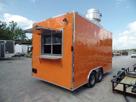 Concession Trailer 8.5' x 16' Orange Food Event Catering