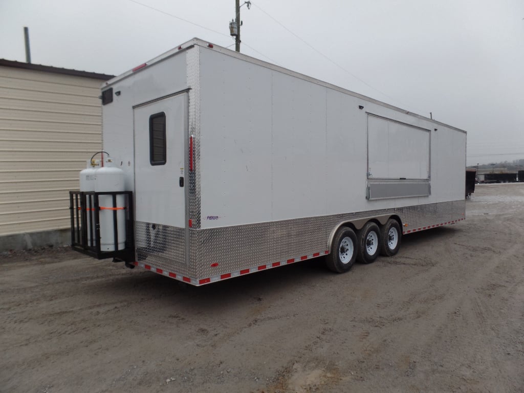 8.5' x 32' White Food Concession Trailer With Appliances