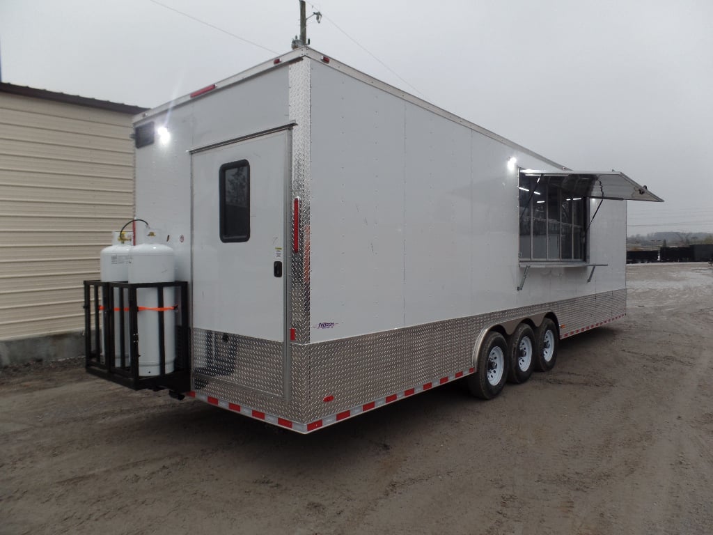 8.5' x 32' White Food Concession Trailer With Appliances