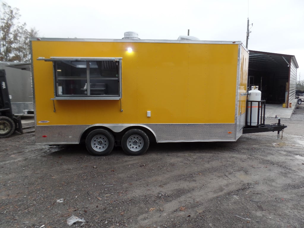 8.5' x 16' Yellow Concession Food Trailer With Appliances