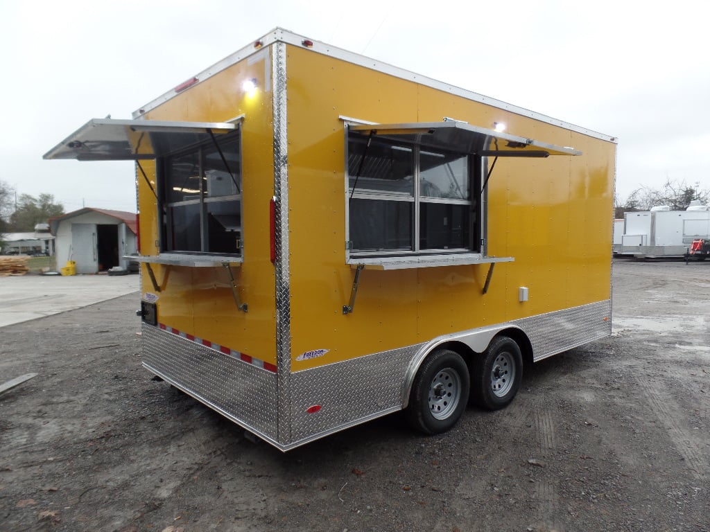 8.5' x 16' Yellow Concession Food Trailer With Appliances