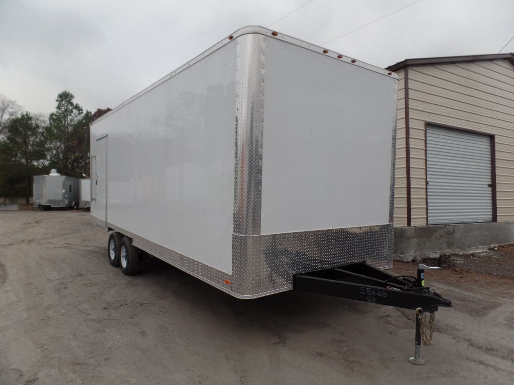 White 8.5' x 24' Deckover Concession Food Wash Trailer