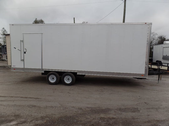 White 8.5' x 24' Deckover Concession Food Wash Trailer