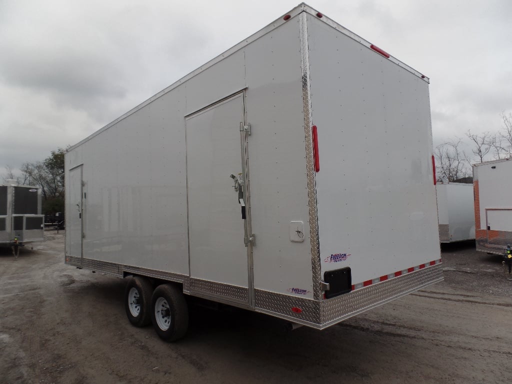 White 8.5' x 24' Deckover Concession Food Wash Trailer