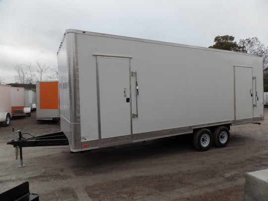 White 8.5' x 24' Deckover Concession Food Wash Trailer