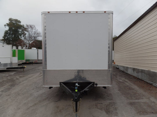 White 8.5' x 24' Deckover Concession Food Wash Trailer