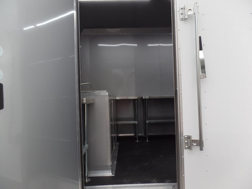 White 8.5' x 24' Deckover Concession Food Wash Trailer