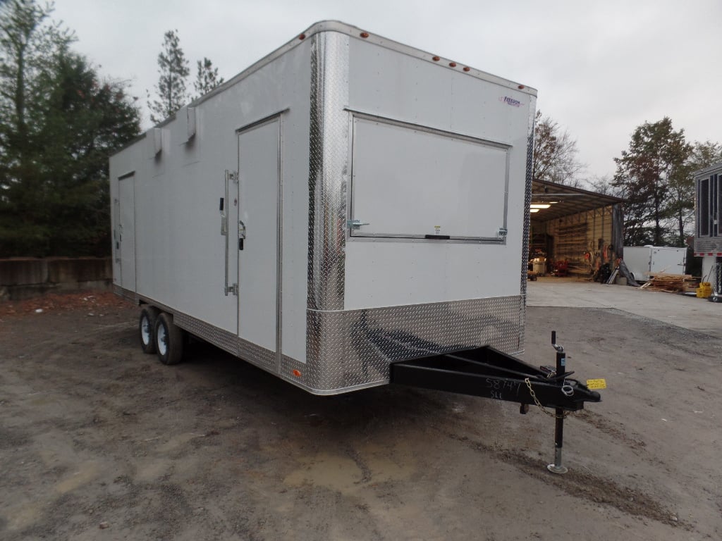 8.5' x 24' White Deck Over Concession Food Trailer With Appliances